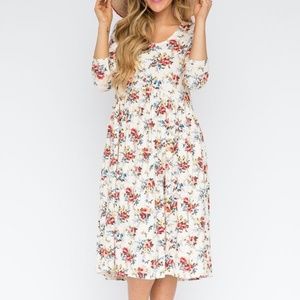 Floral Loose Midi Dress Boho Agnes Dora Oakley